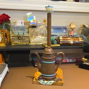 Source Unknown Brown and Blue Decorative Coffee Pot Kitchen Tool